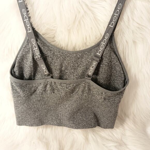 bebe Sports Bra Bling SILVER DOTS Sz M Gray LIMITED EDITION Seamless Padded GLAM - Picture 13 of 16